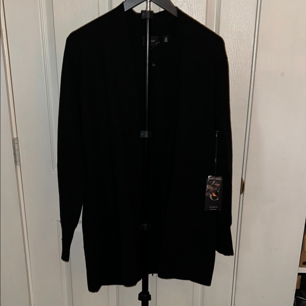 Cyrus Black Cardigan w/ gold button detailing! NWT!